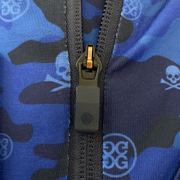 G/Fore G4 Golf Pullover Icon Camo Luxe Skull & T’s Print Blue Polyester NWOT MED - Picture 8 of 8